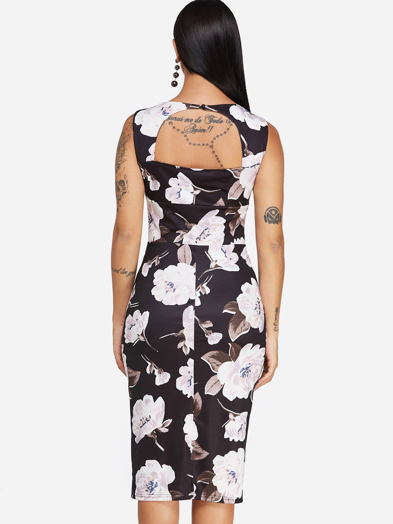 Womens Black Floral Dresses