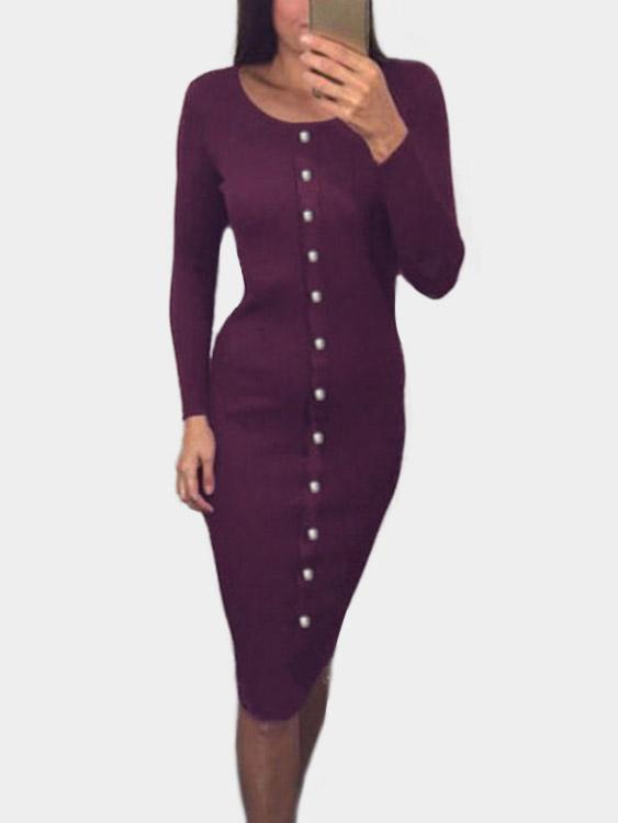Womens Long Sleeve Midi Dress