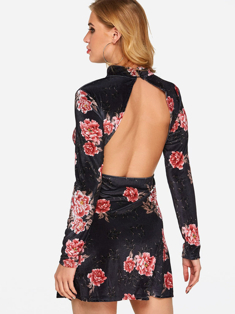 Womens Black Floral Dresses