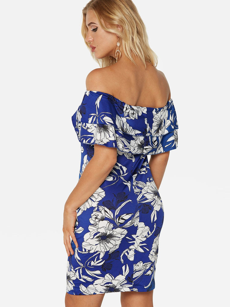 Womens Blue Floral Dresses