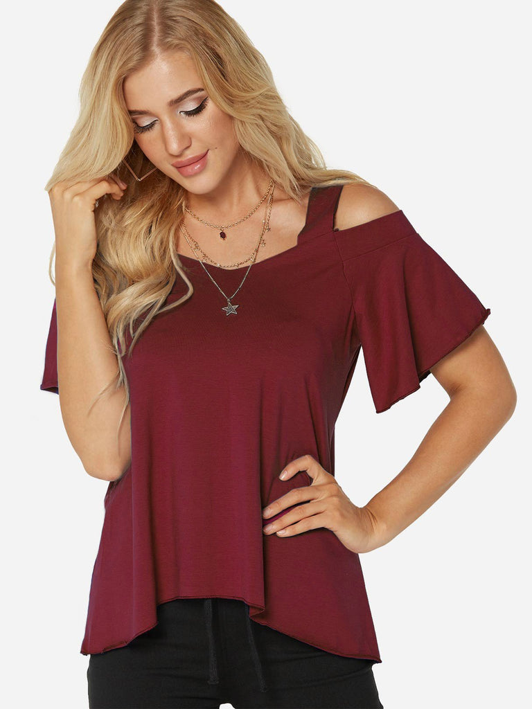 Ladies Red And White Striped Top