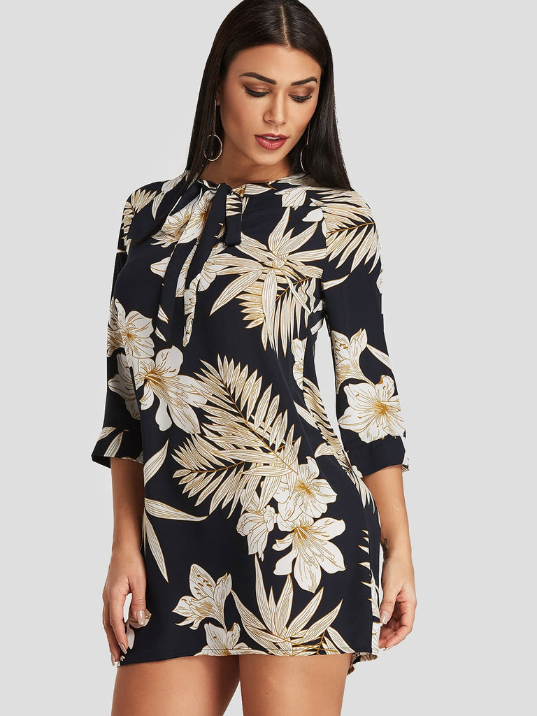 Womens Dark Blue Floral Dresses