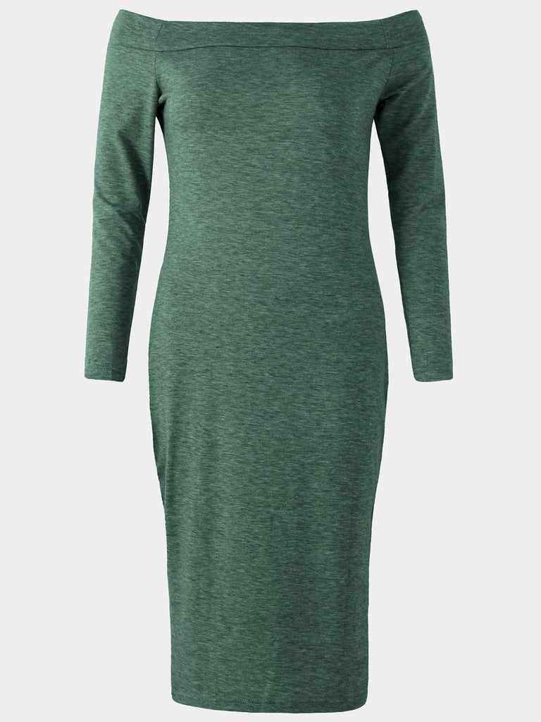 Womens Green Off The Shoulder Dresses