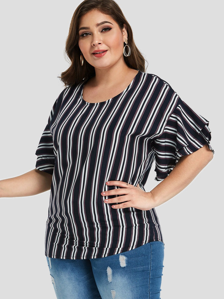 Ladies Striped Plus Size Tops