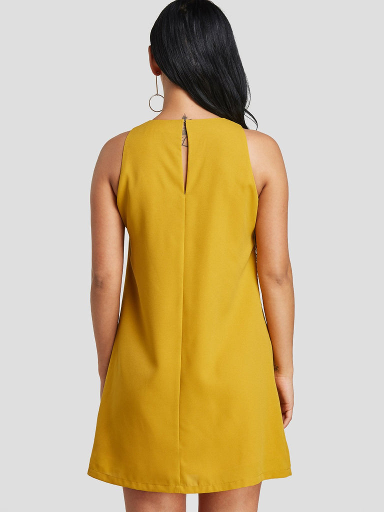 Womens Yellow V-Neck Dresses