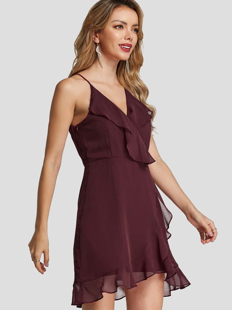 Ladies Wine Red Mini Dresses