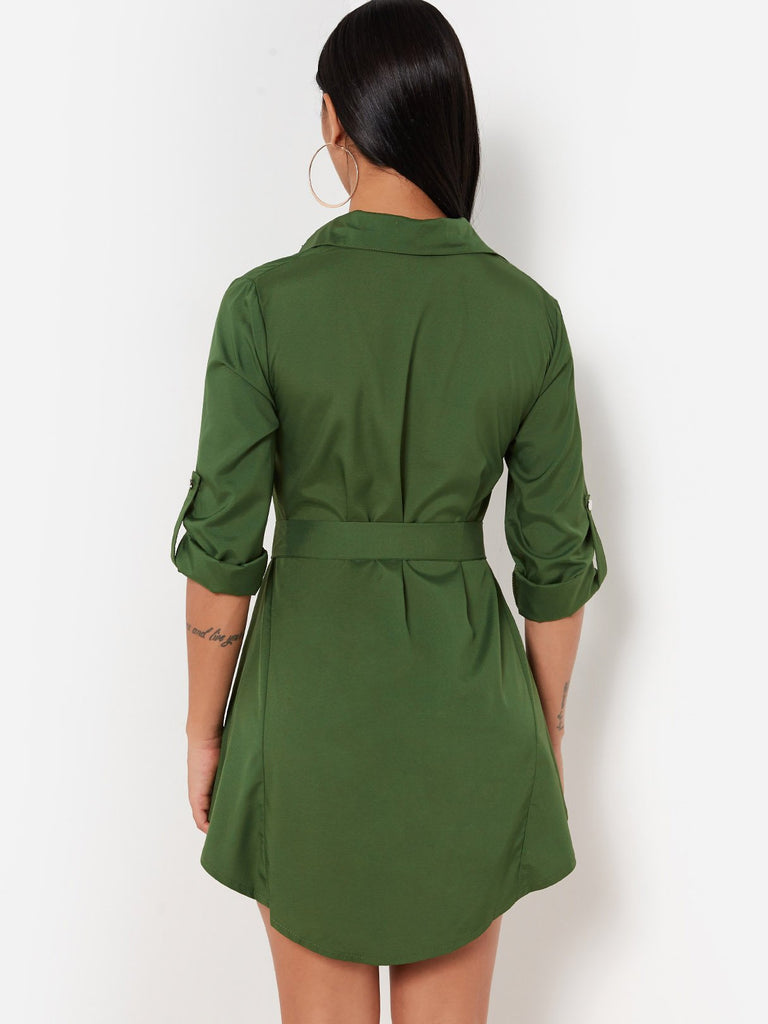 Womens Army Green Casual Dresses