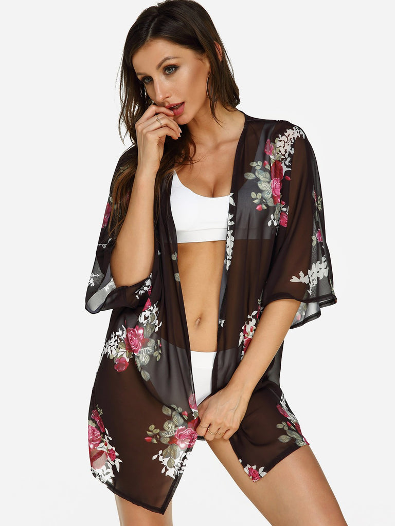 Ladies 3/4 Sleeve Beach Kimono