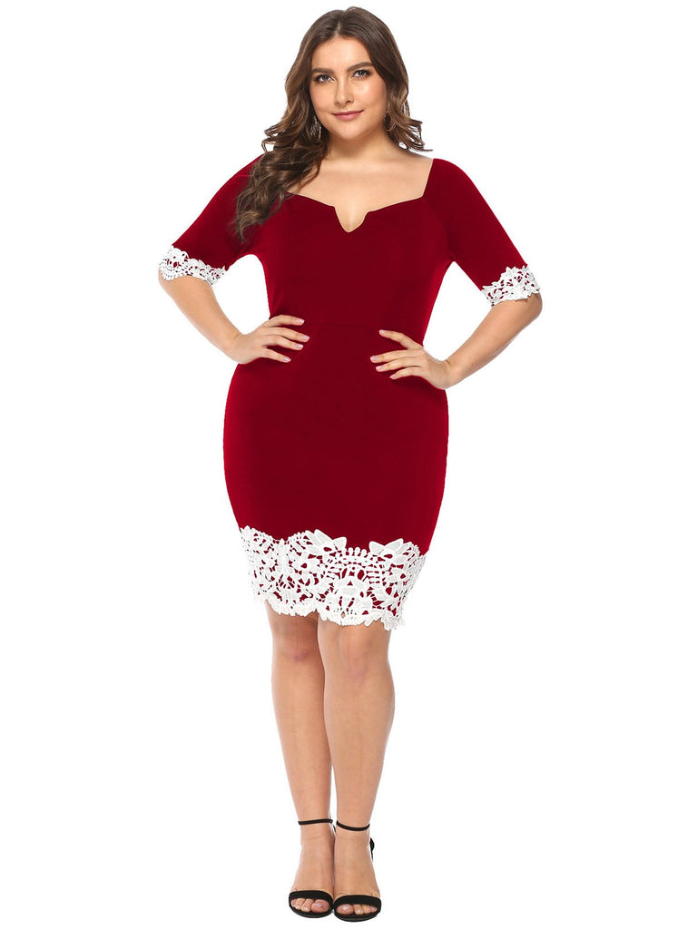 Womens Burgundy Plus Size Dresses