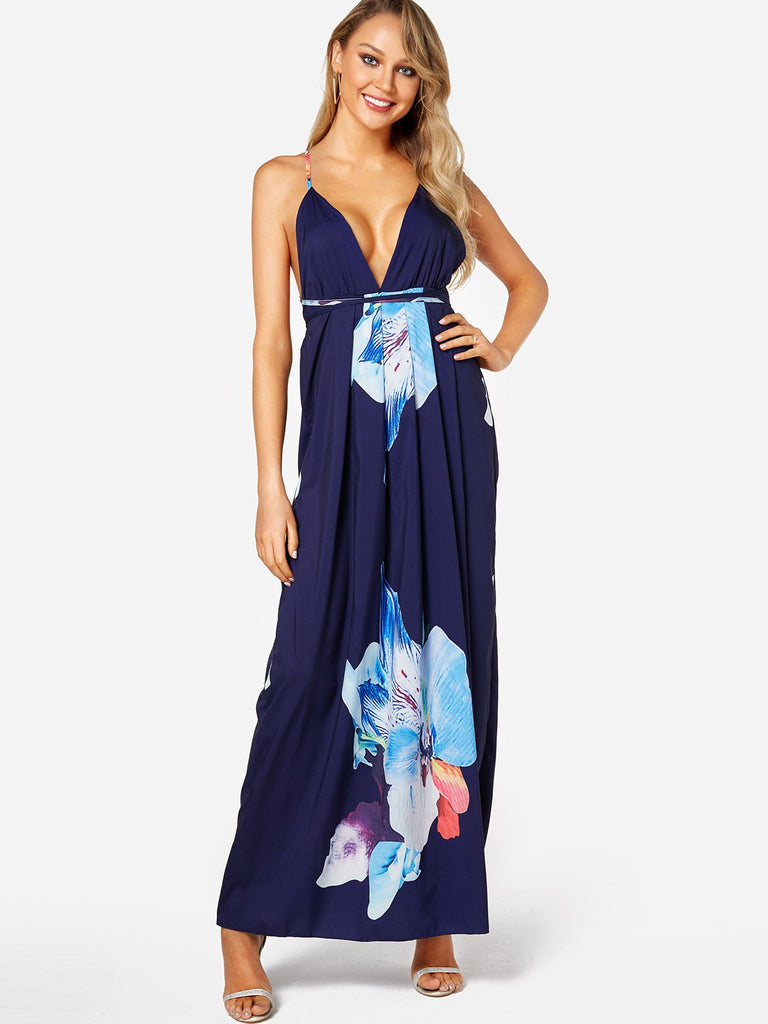 Ladies Navy Floral Dresses