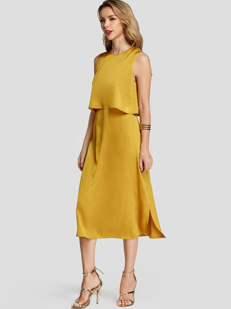 Ladies Yellow Midi Dresses