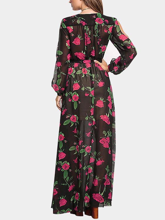 Womens Black Floral Dresses