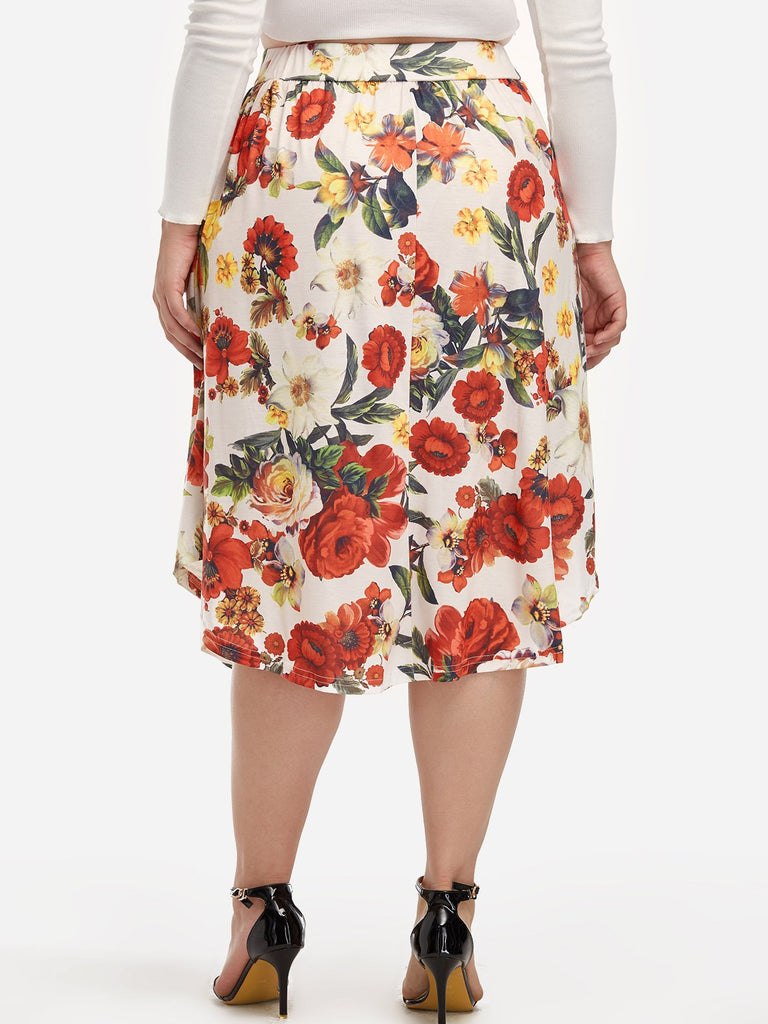 Womens Floral Print Plus Size Bottoms
