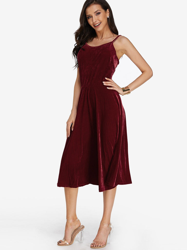 Womens Burgundy Midi Dresses