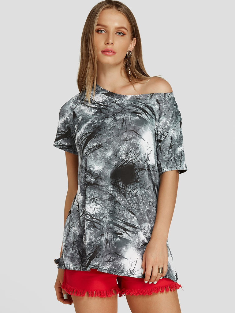 Round Neck Printed Short Sleeve T-Shirts