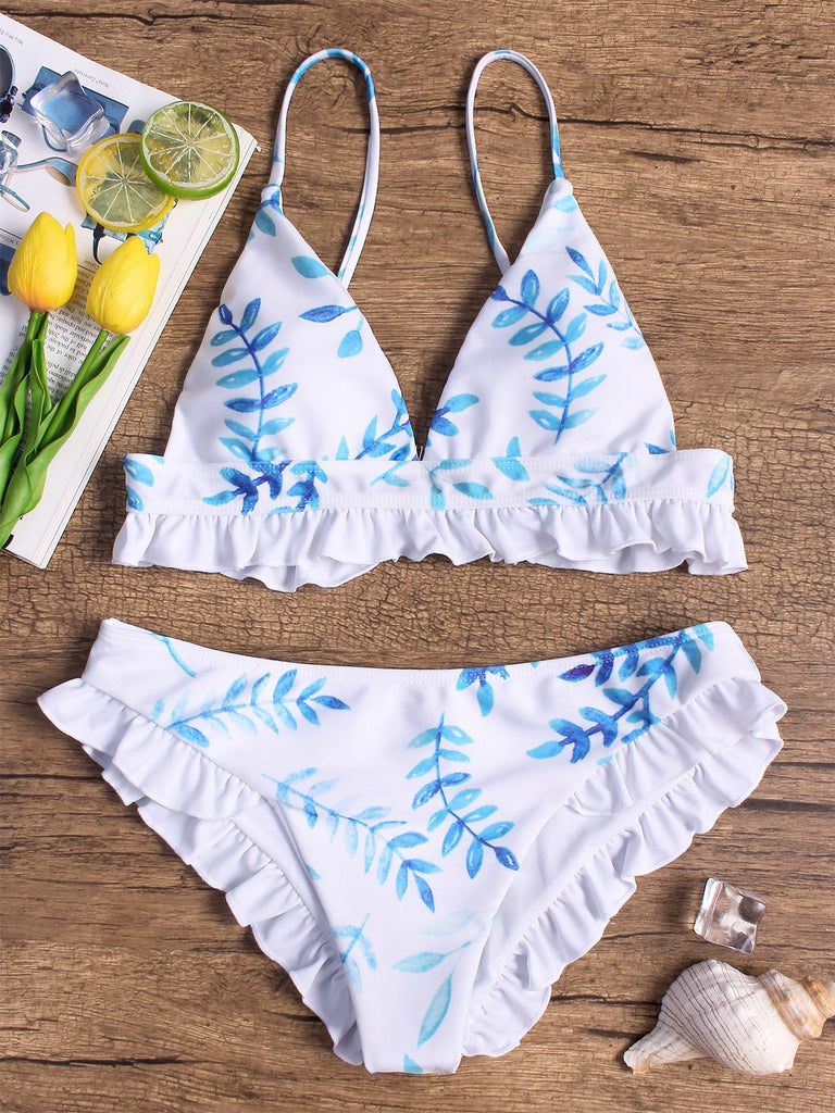 Sleeveless Lace Two Piece Bikinis