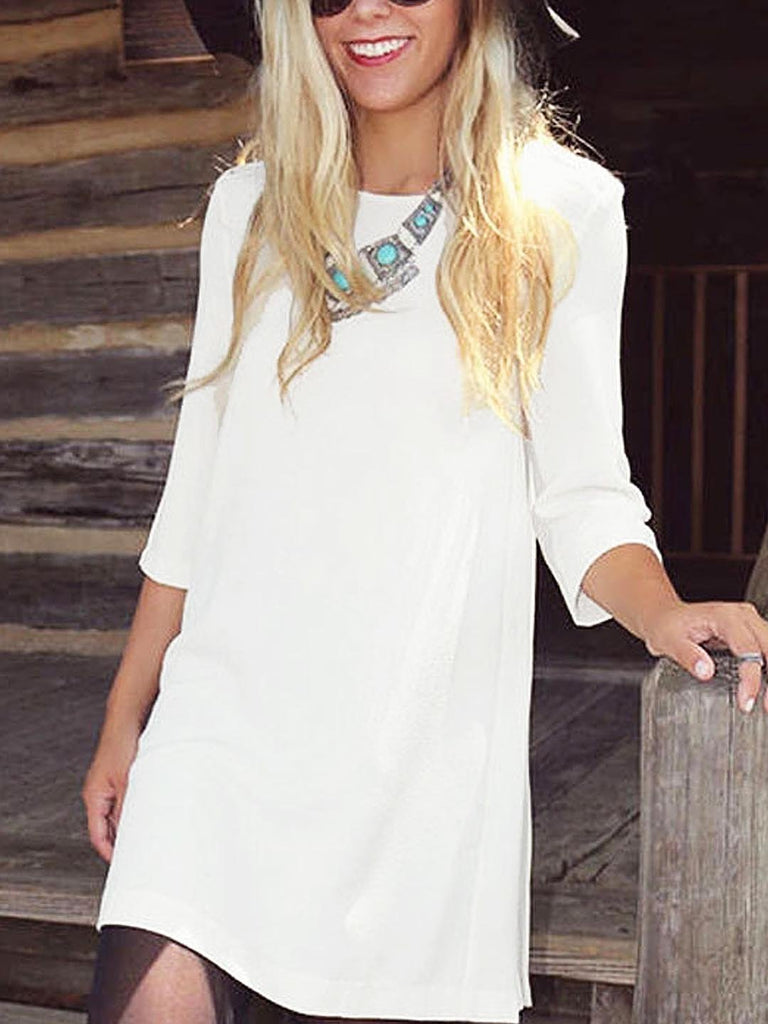 White Shoulder Zip Mini Dress