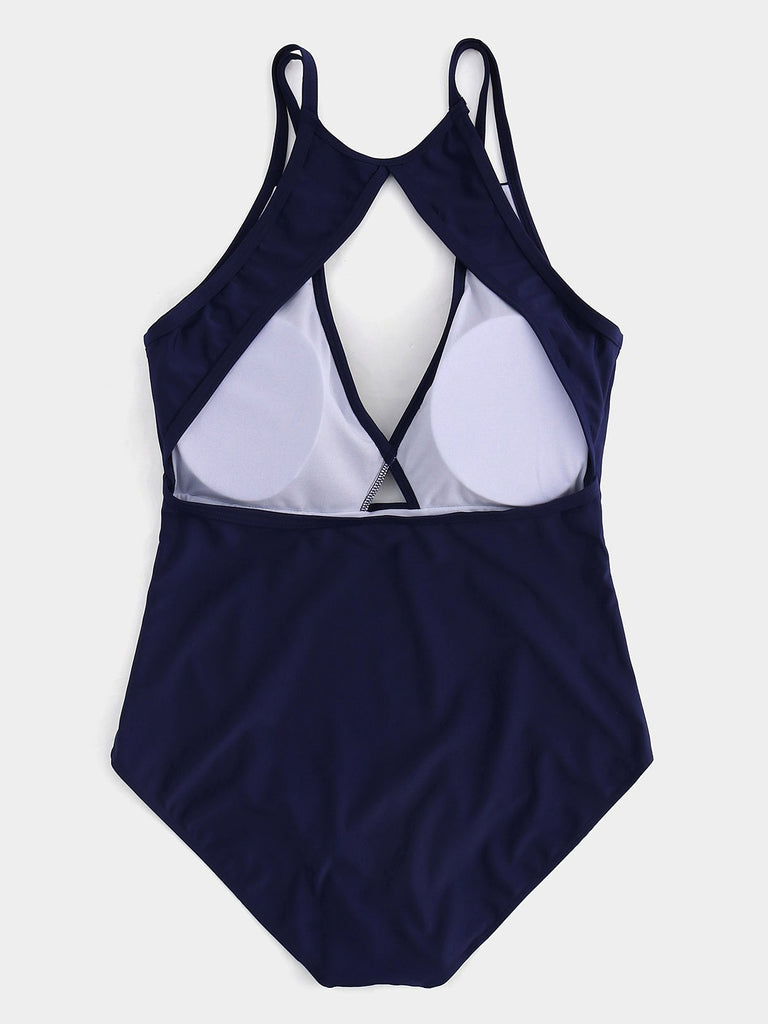 Womens Navy Plus Size Swimwear