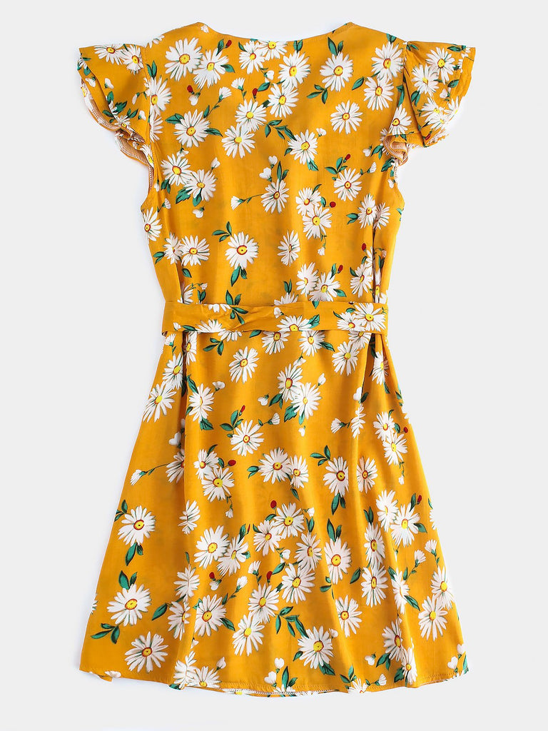 Ladies Yellow Floral Dresses