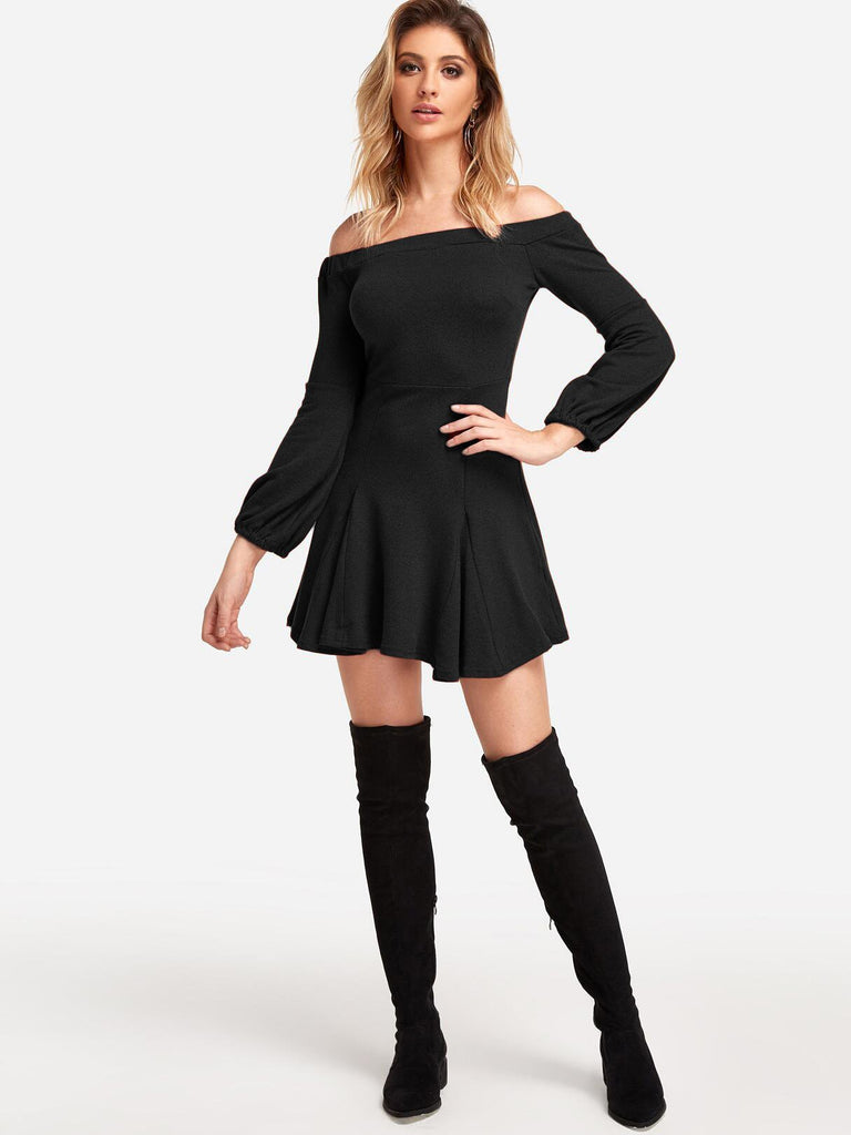 Womens Orange Off The Shoulder Dresses