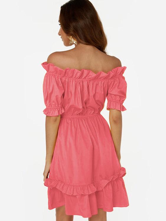 Womens Pink Off The Shoulder Dresses