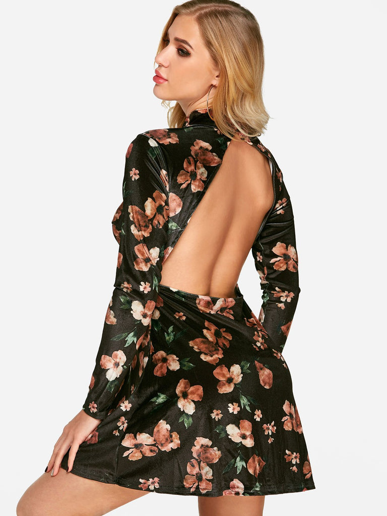 Womens Black Floral Dresses