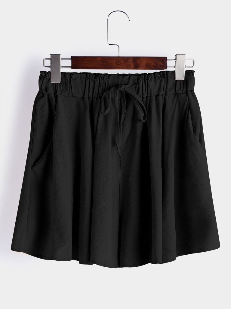 Plain Pleated Plus Size Bottoms