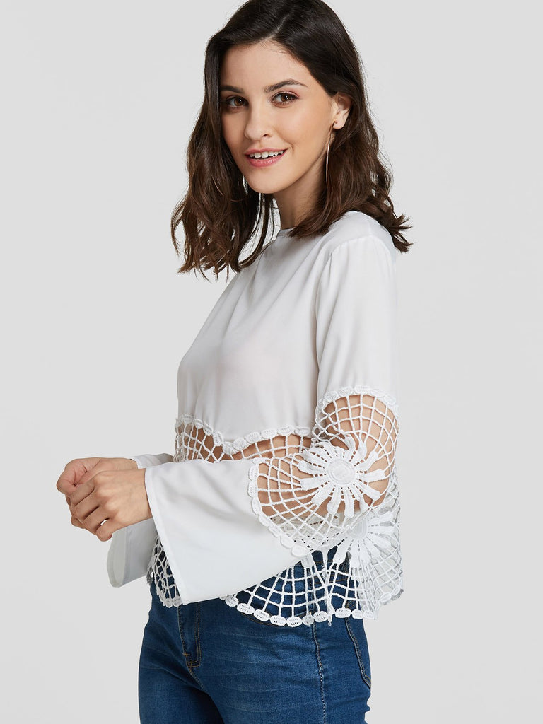 Round Neck Hollow Long Sleeve T-Shirts