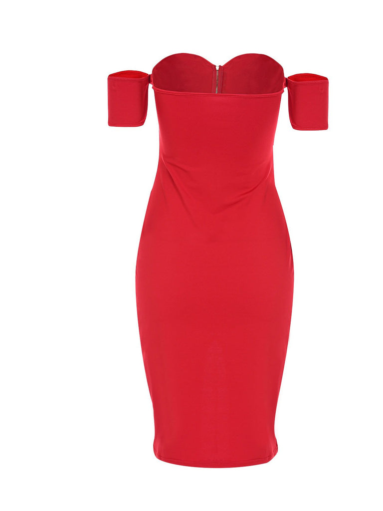 Ladies Red Off The Shoulder Dresses