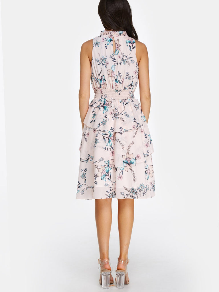 Womens Light Pink Floral Dresses