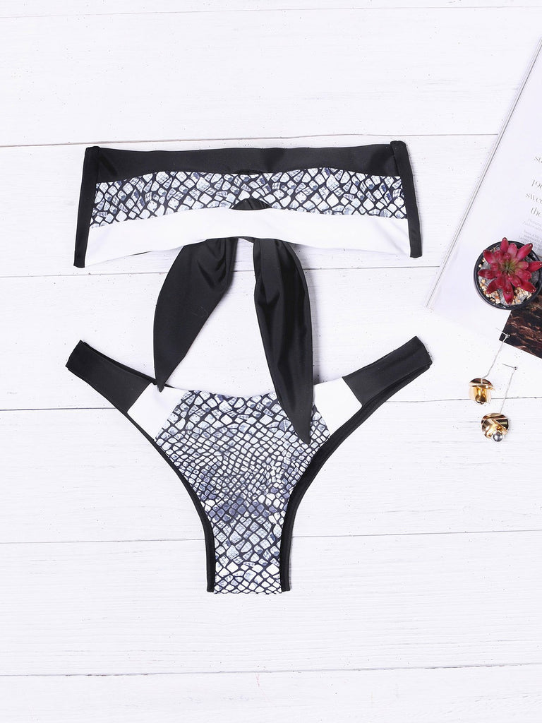 Off The Shoulder Sleeveless Two Piece Bikinis