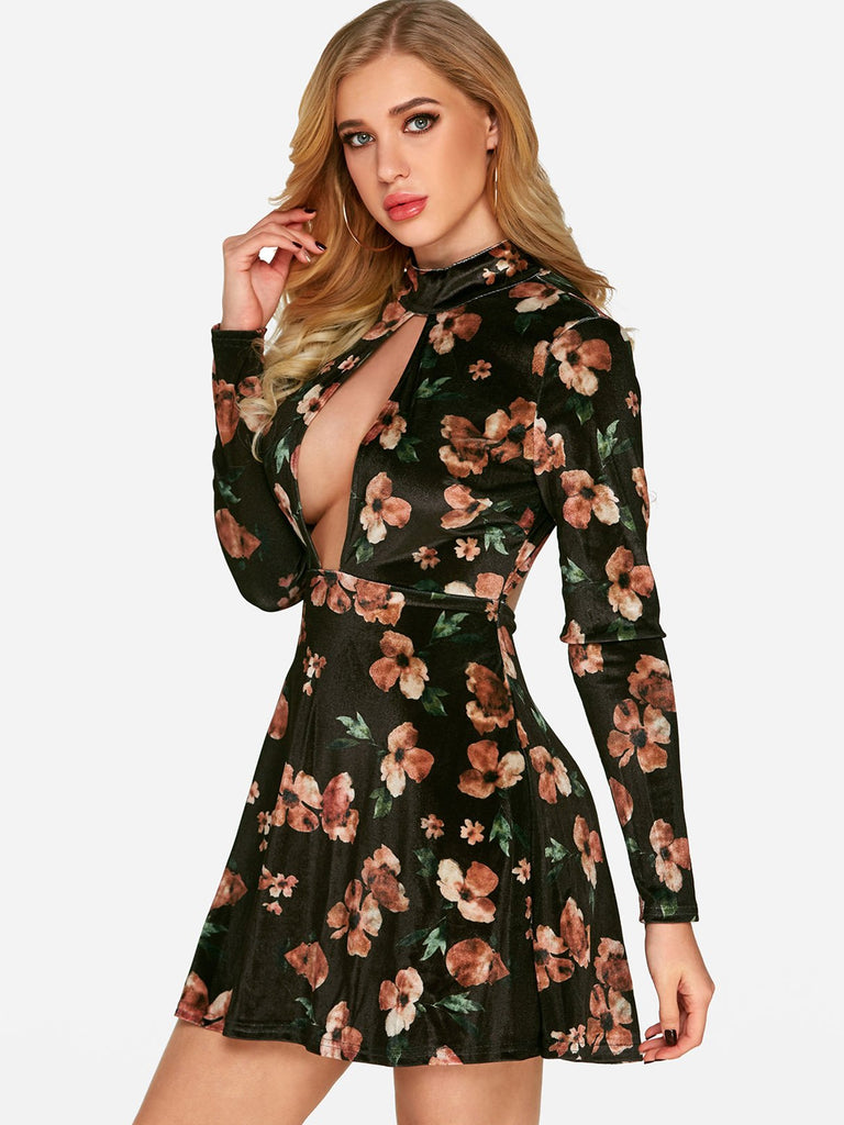 Ladies Black Floral Dresses