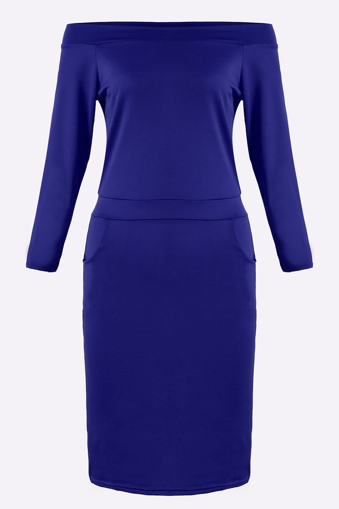 Ladies Blue Off The Shoulder Dresses