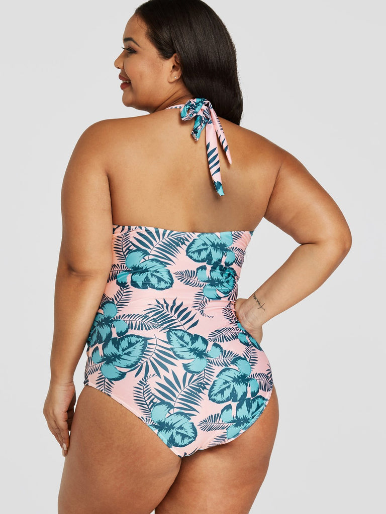 Womens Floral Print Plus Size Swimwear