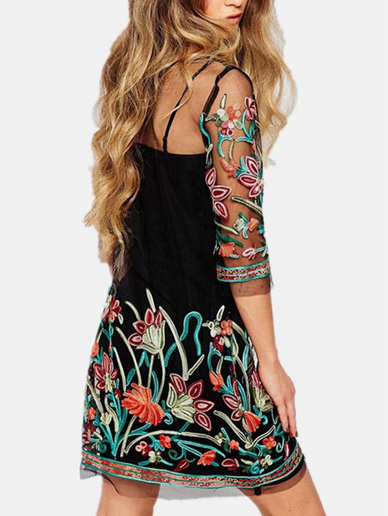 Womens Black Floral Dresses