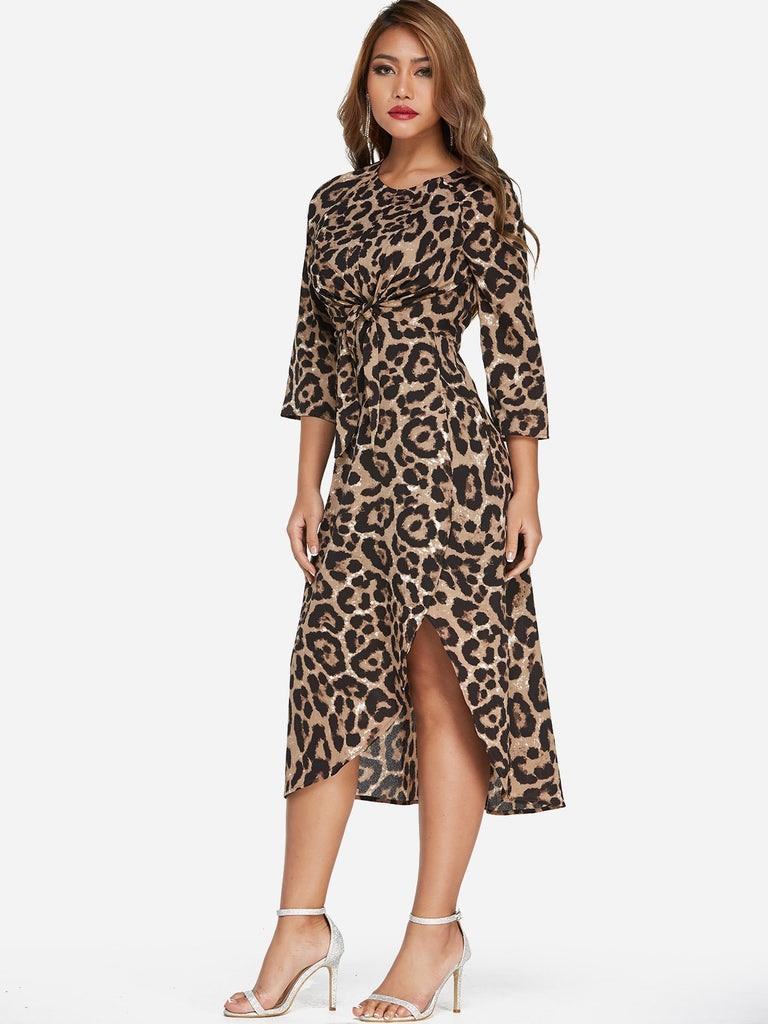 Ladies Leopard Midi Dresses