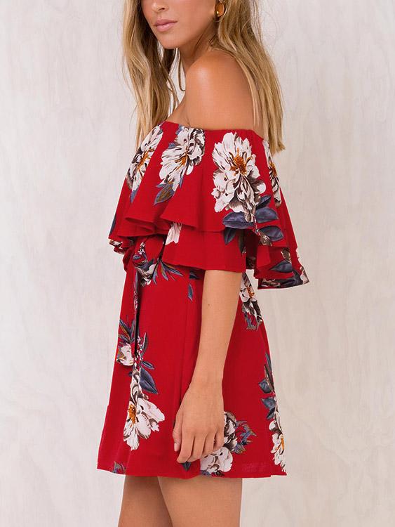 Ladies Red Floral Dresses