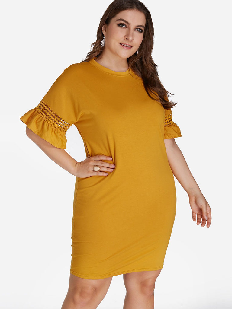 Ladies Yellow Plus Size Dresses