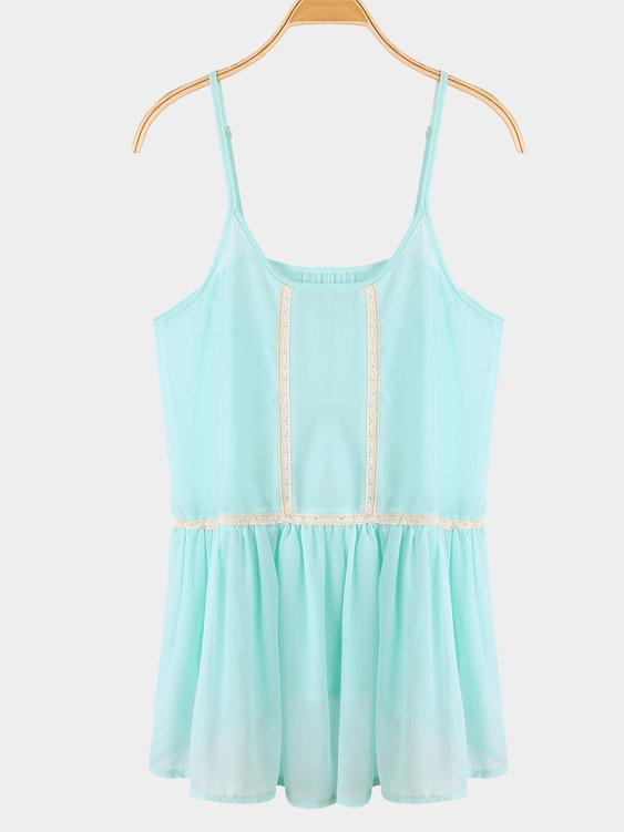Lace Sleeveless Light Green Camis
