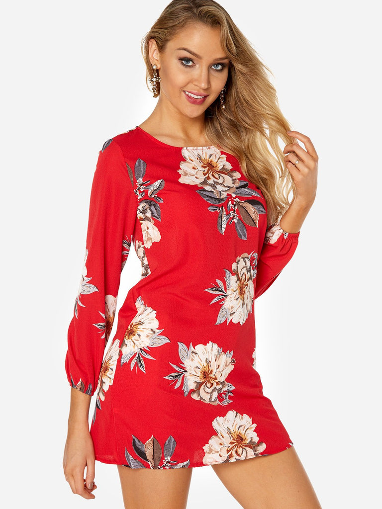 Ladies Red Floral Dresses