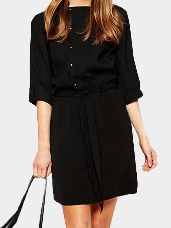 Drawstring Waist Mini Length Dresses