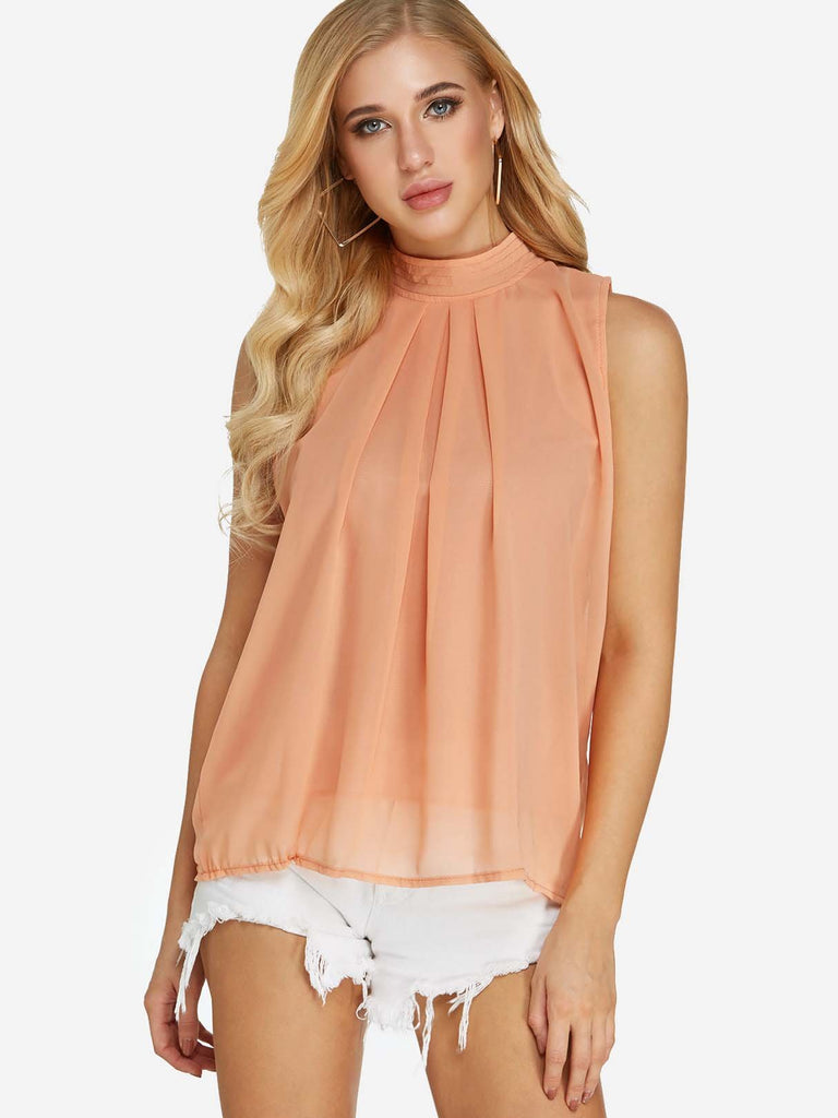 Plain Sleeveless Ruffle Hem Tank Top