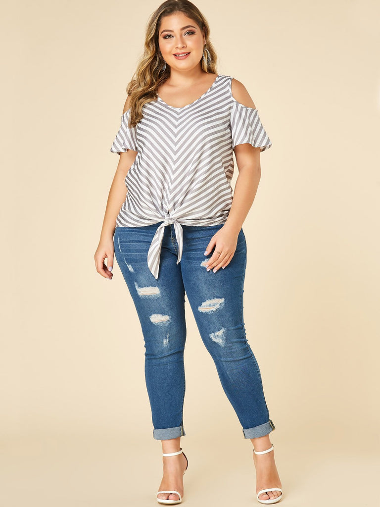 Womens Grey Plus Size Tops