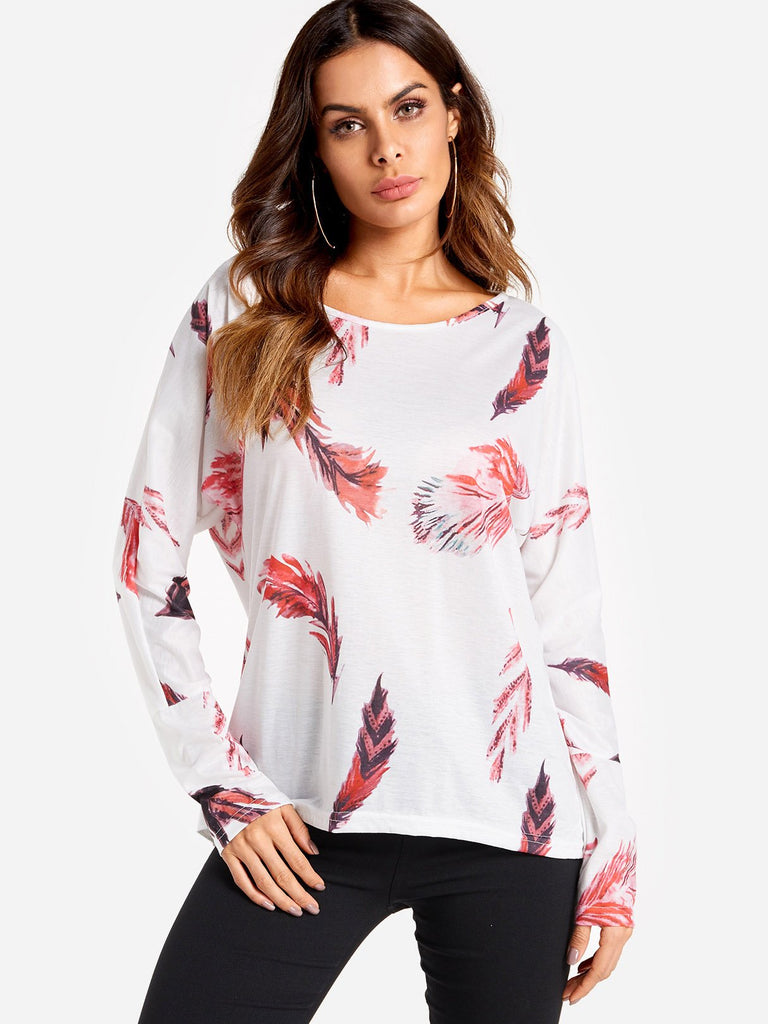 Crew Neck Long Sleeve White T-Shirts