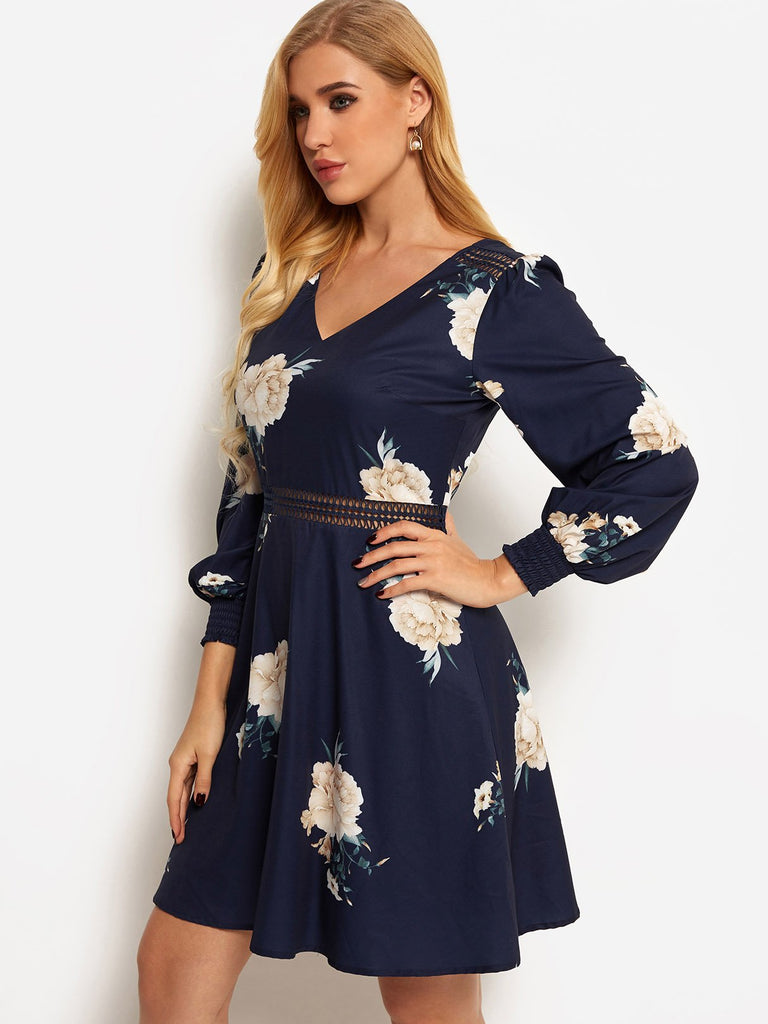 Ladies Navy Floral Dresses