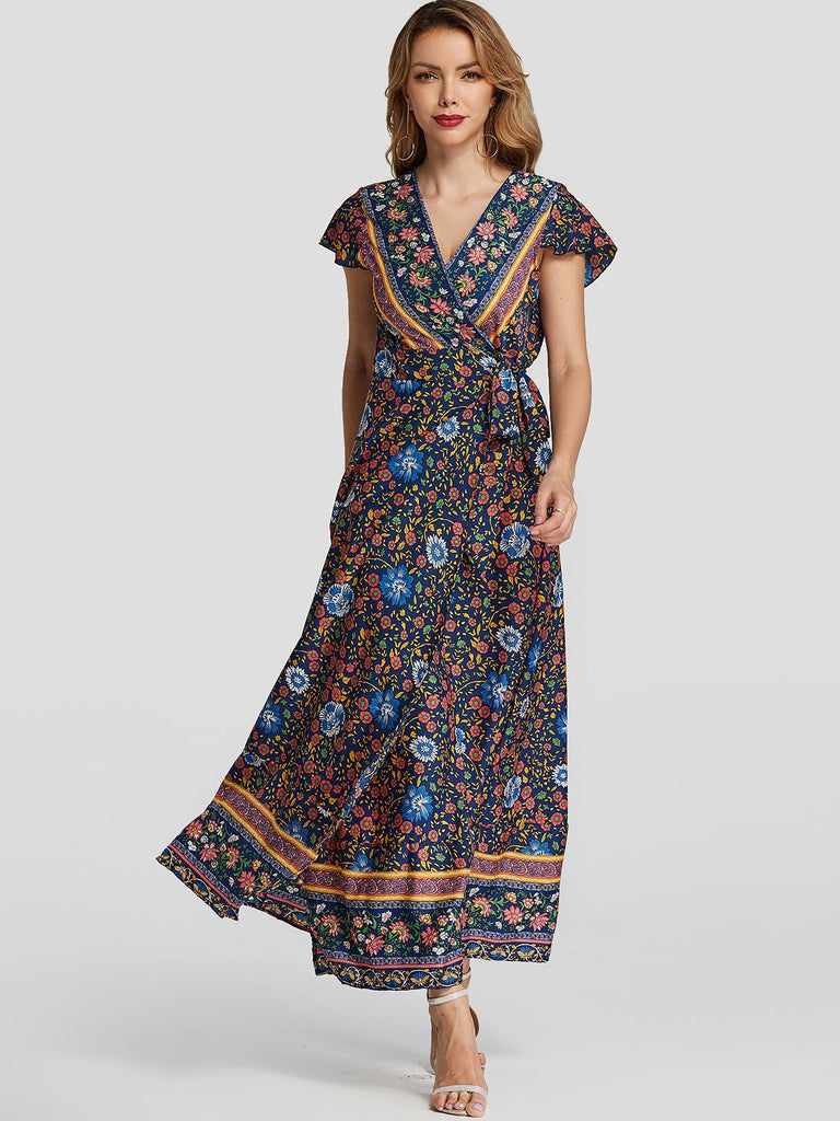 Ladies V-Neck Maxi Dresses