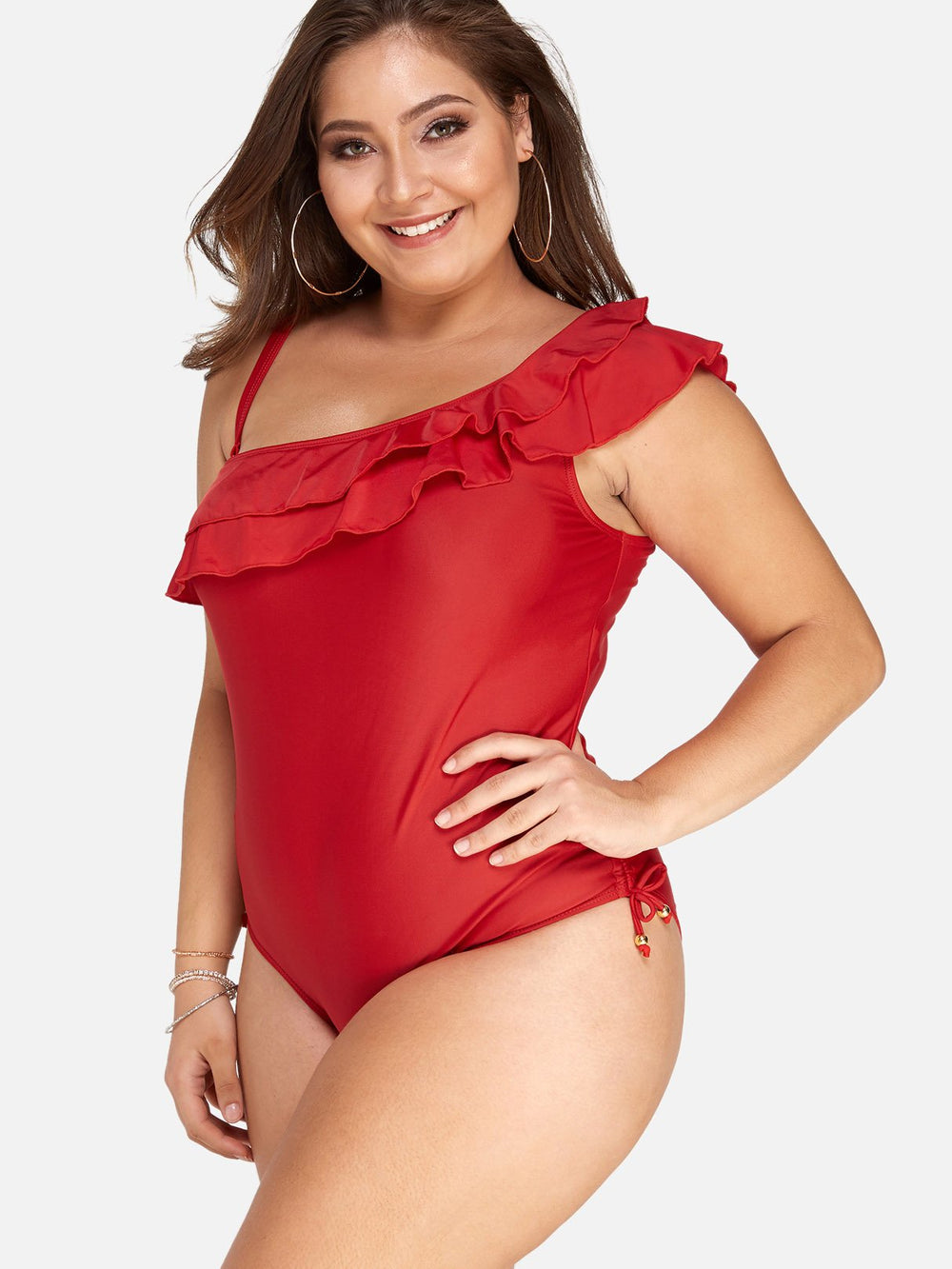 Ladies Red Plus Size Swimwear