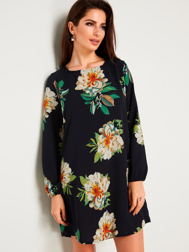 Womens Black Floral Dresses