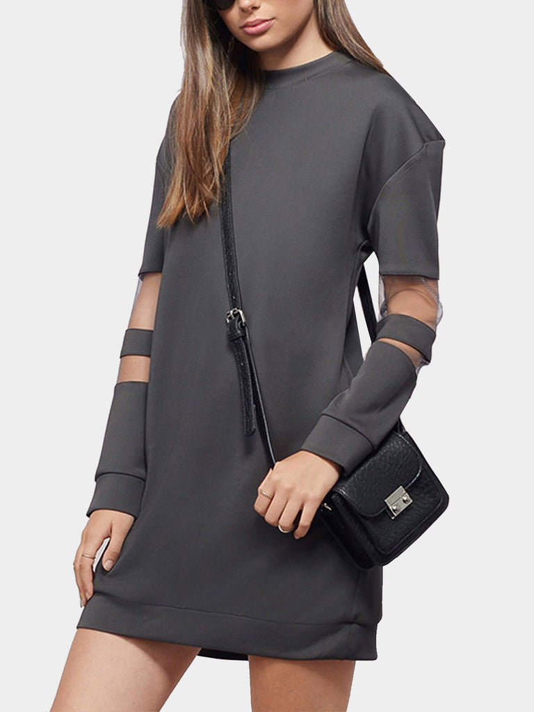 Round Neck Long Sleeve Shirt Dress