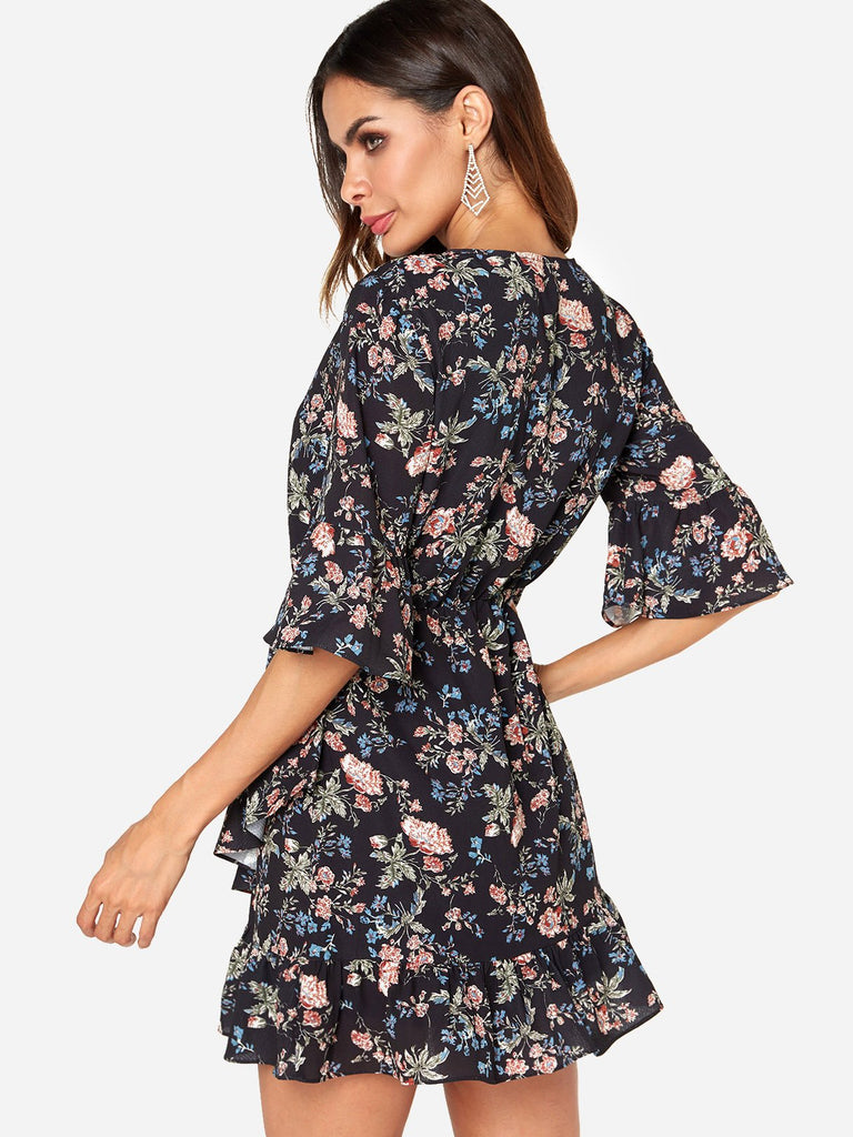 Womens Black Floral Dresses